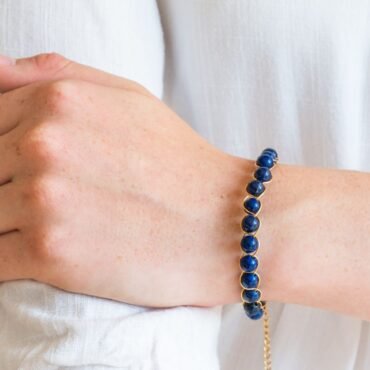 Lapis lazuli armband in edelstaal RVS kopen