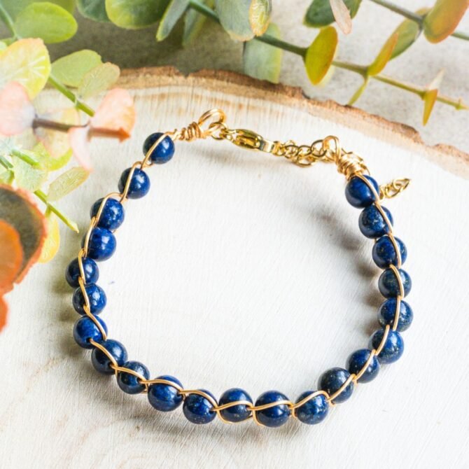 Lapis lazuli armband in edelstaal RVS kopen