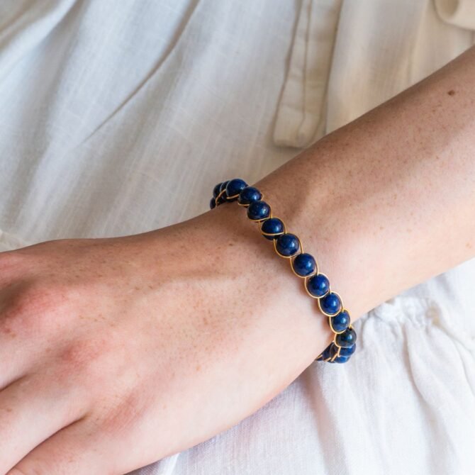 Lapis lazuli armband in edelstaal RVS kopen