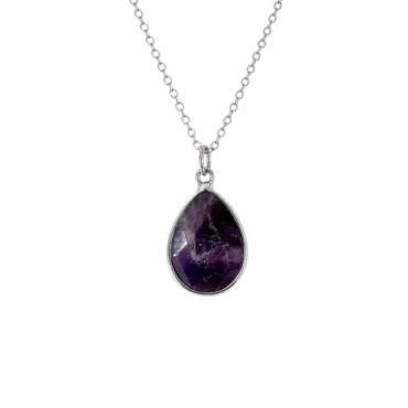Druppel amethist ketting zilver (Kali)