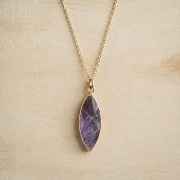 Amethist ketting RVS goud kopen