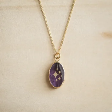 Amethist ketting RVS goud kopen