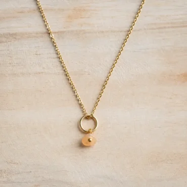 Oranje aventurijn ketting in goudkleurig RVS edelstaal