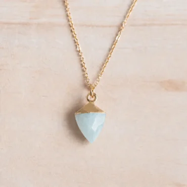 Mooie amazoniet ketting RVS goud (Soraya)